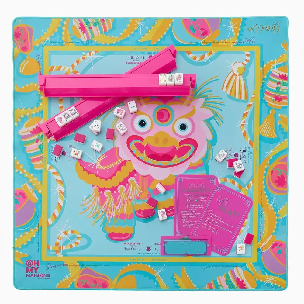 Oh My Mahjong, Glitterville Pink Dragon Mat (ONLY), 33" x 33" - Picture 2 of 4